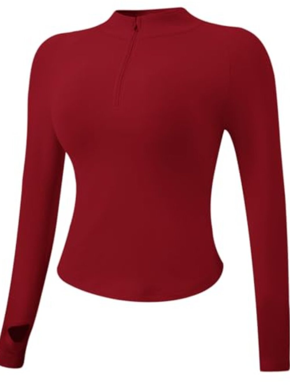 Long Sleeve Half Zip Up Running Jacket with Thumb Holes Lightweight Stretchable